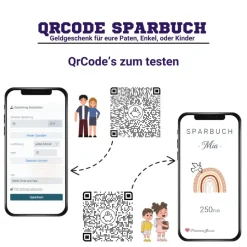Geldgeschenk Geburt, Taufe, Kommunion, Konfirmation | Digitales QrCode Sparbuch | Motiv Friedenstaube