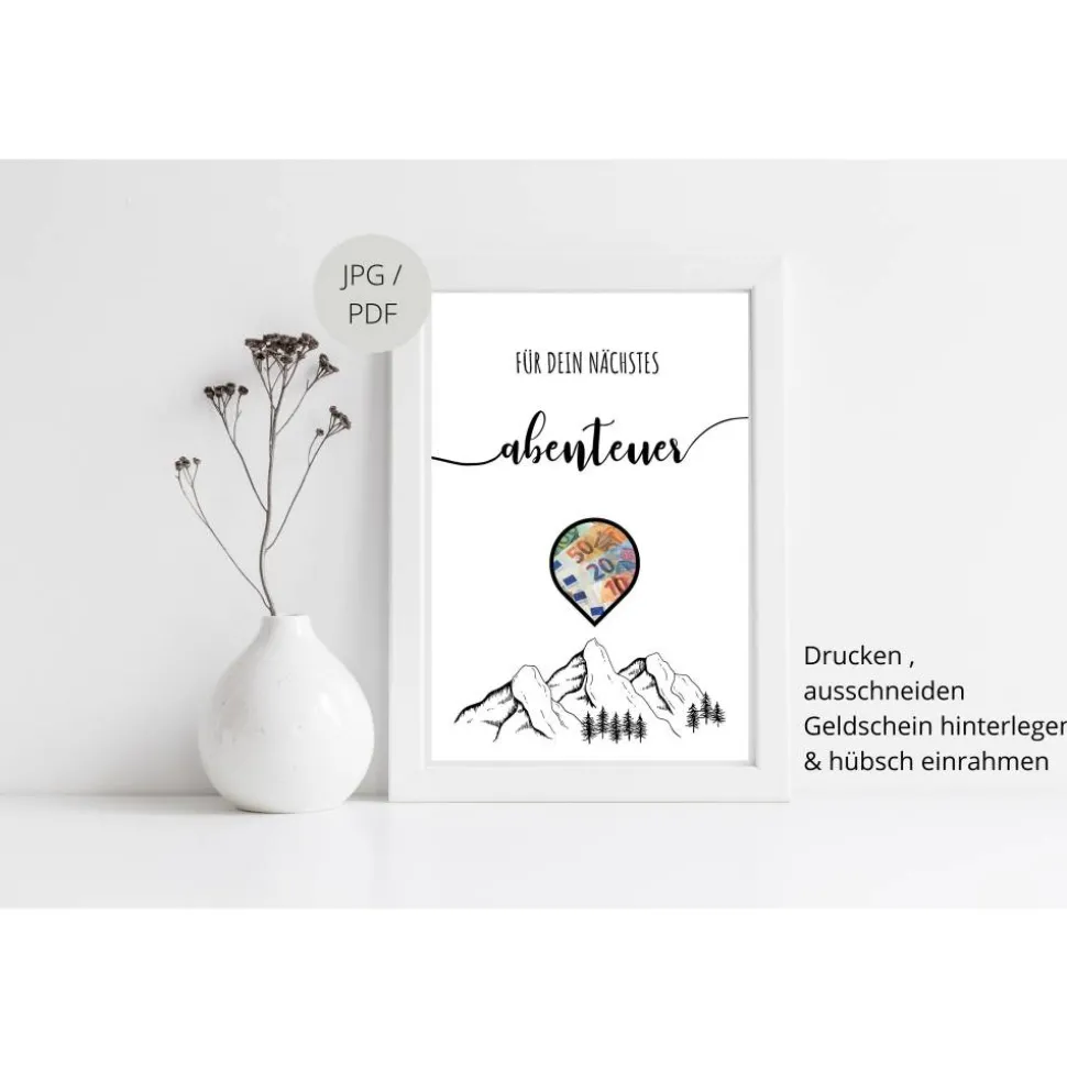 Geldgeschenk Geburtstag | persönliches Geburtstagsgeschenk Abenteuer Reise | Wandern Berge Standort | runder Geburtstag