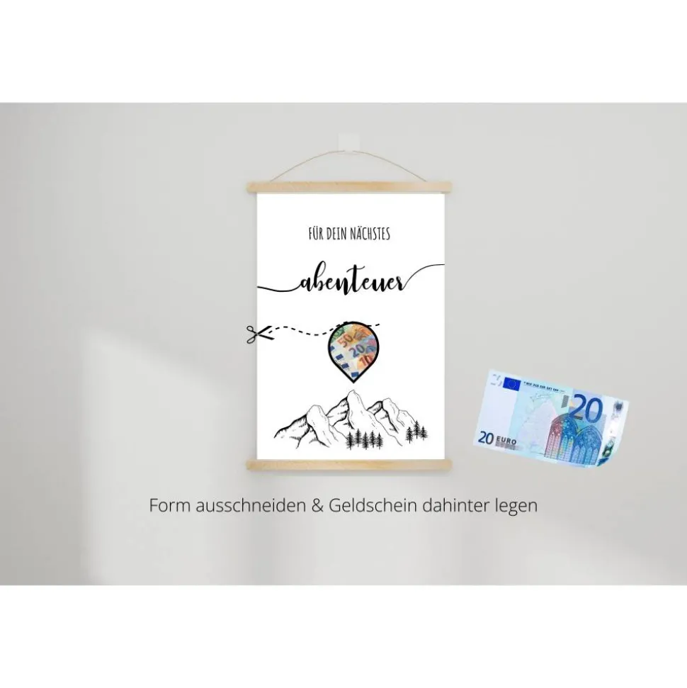 Geldgeschenk Geburtstag | persönliches Geburtstagsgeschenk Abenteuer Reise | Wandern Berge Standort | runder Geburtstag