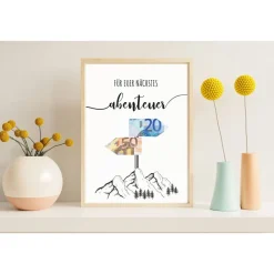 Geldgeschenk Geburtstag | persönliches Geburtstagsgeschenk Abenteuer Reise | Wandern Berge | runder Geburtstag