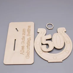 Geldgeschenk 50.Geburtstag - aus Holz personalisiert