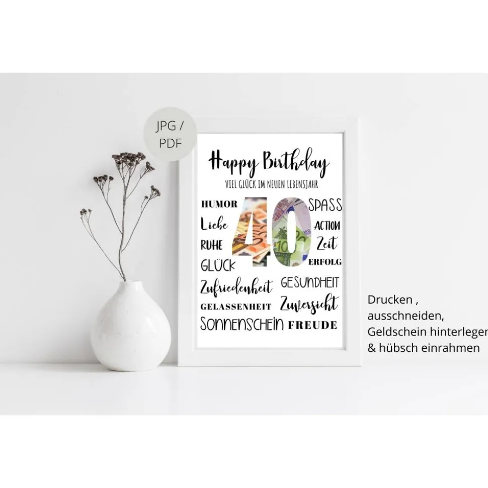 Geldgeschenk 40.Geburtstag | persönliches Geburtstagsgeschenk | runder Geburtstag Geldgeschenk