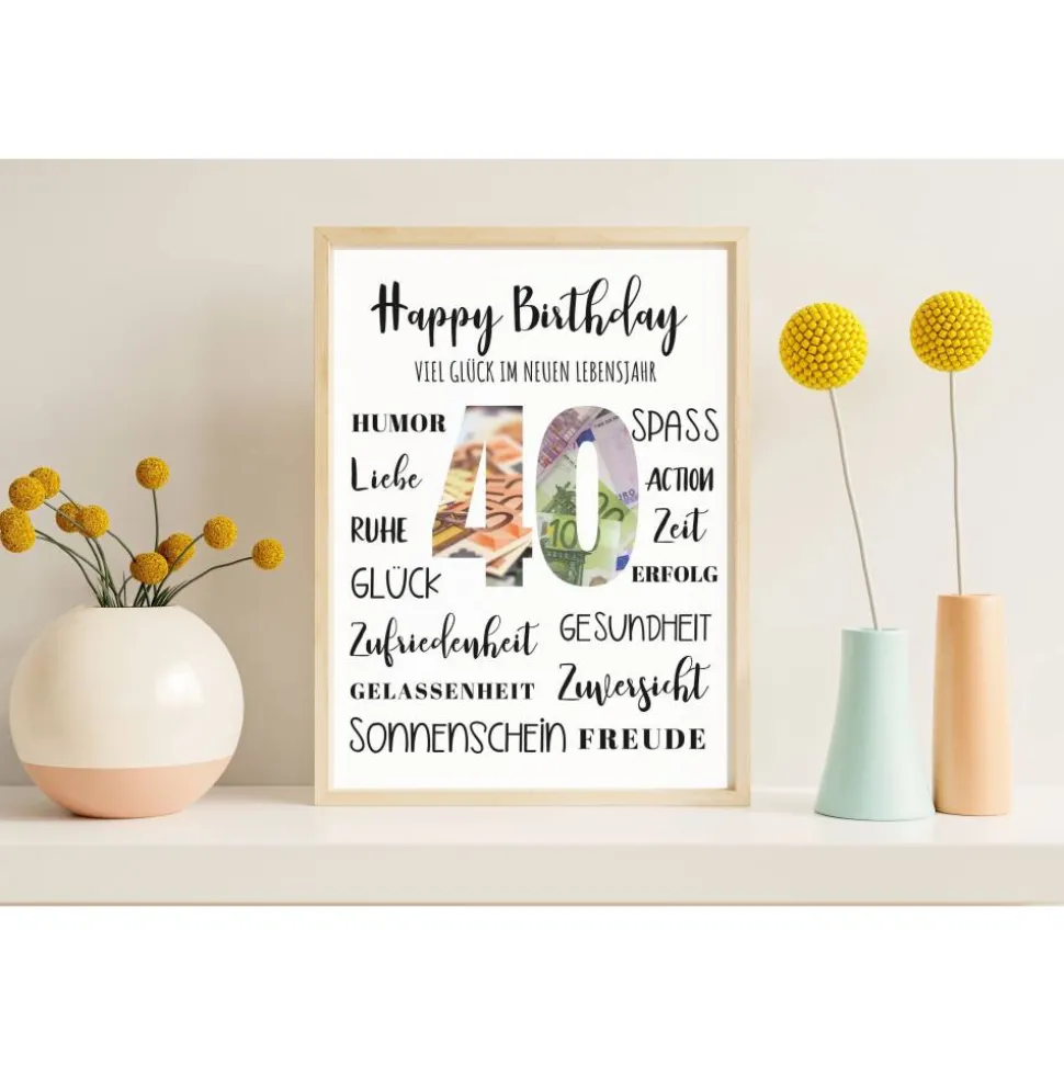 Geldgeschenk 40.Geburtstag | persönliches Geburtstagsgeschenk | runder Geburtstag Geldgeschenk