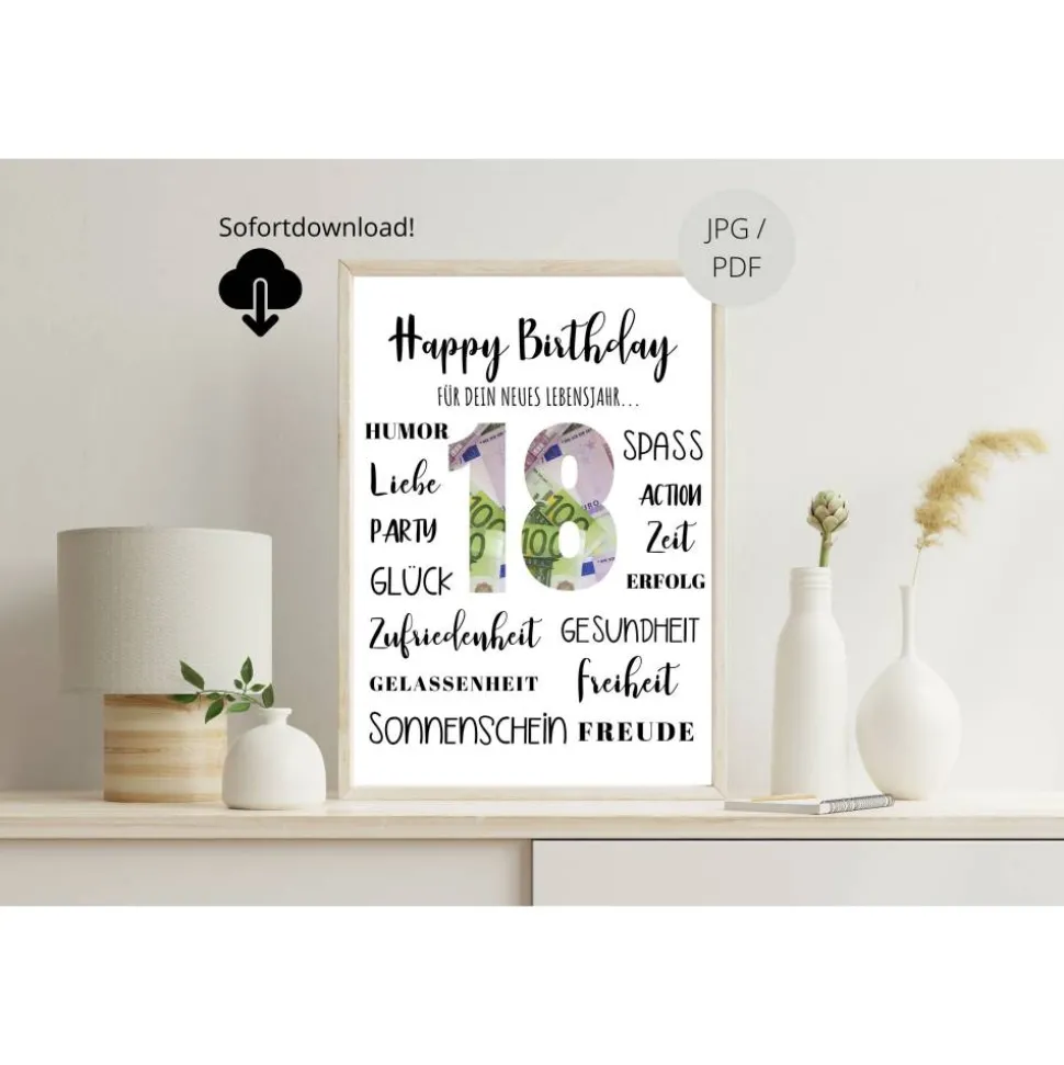 Geldgeschenk 18.Geburtstag | persönliches Geburtstagsgeschenk | Volljährig | Geburtstag Geldgeschenk | Endlich 18