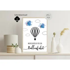Geldgeschenk Geburtstag | persönliches Geburtstagsgeschenk Heißluftballonfahrt | Geschenk Ballonfahrt Vorlage