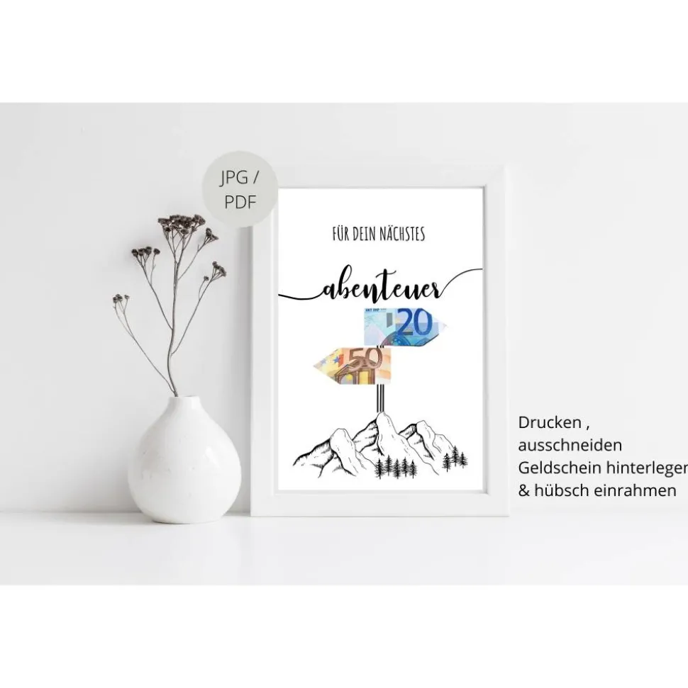 Geldgeschenk Geburtstag | persönliches Geburtstagsgeschenk Abenteuer Reise | Wandern Berge | runder Geburtstag
