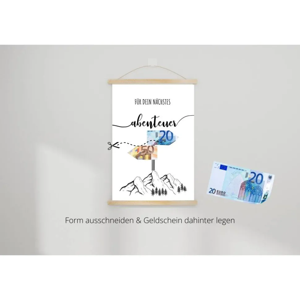 Geldgeschenk Geburtstag | persönliches Geburtstagsgeschenk Abenteuer Reise | Wandern Berge | runder Geburtstag
