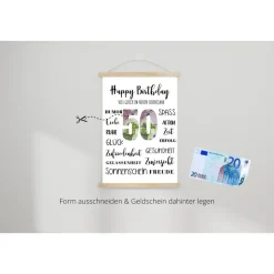 Geldgeschenk 50.Geburtstag | persönliches Geburtstagsgeschenk | runder Geburtstag Geldgeschenk