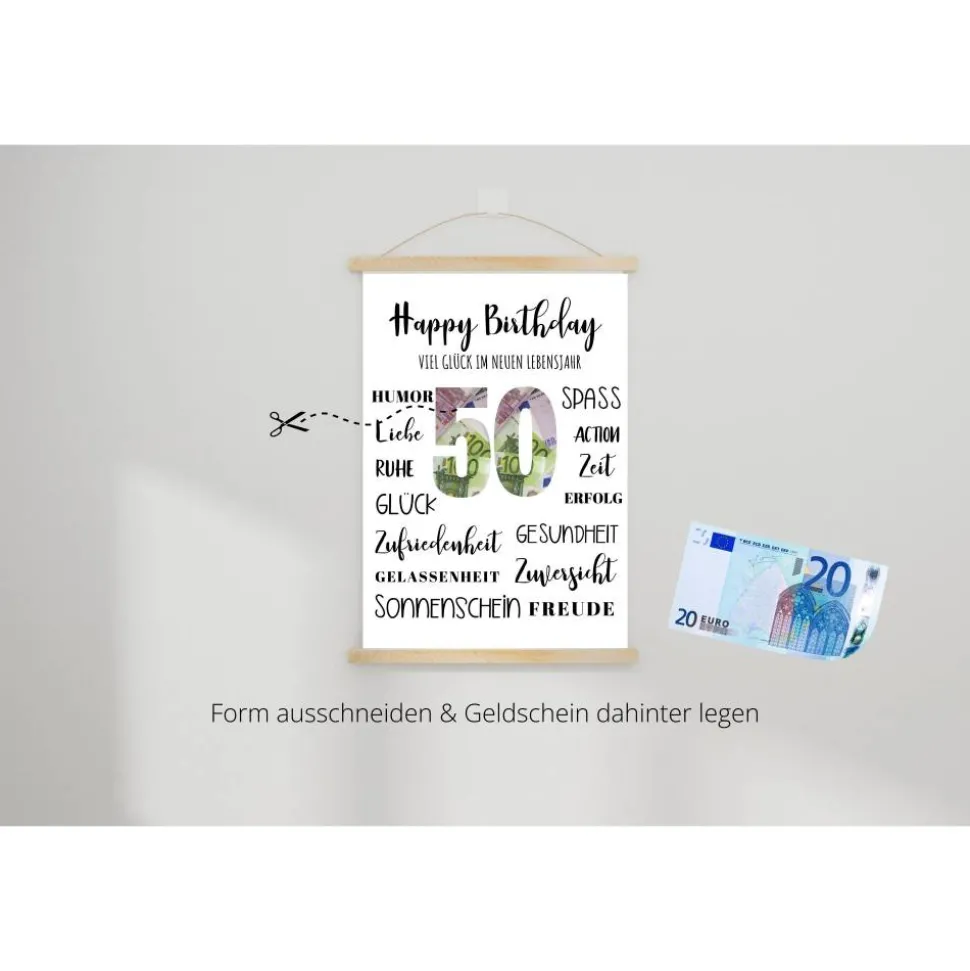 Geldgeschenk 50.Geburtstag | persönliches Geburtstagsgeschenk | runder Geburtstag Geldgeschenk