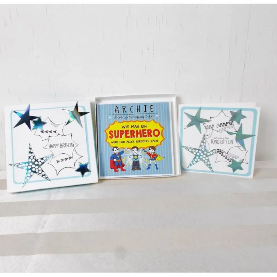 Geldgeschenk Geburtstag, Happy Birthday, Superheld, weiß blau