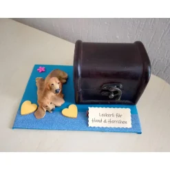Geldgeschenk Geburtstag Hund Basset mit kleiner Truhe – Kreative Geschenkidee
