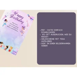 Geldgeschenk Geburtstagskarte "Happy Birthday" Wunscherfüller | Geldgeschenk für Kinder | digitaler Download | P