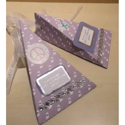 Geldgeschenk Geburtstagskarte Dreieckschachtel lila mit Straßbordüre – originelle Verpackung für Jugendweihe & Geburtstag