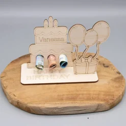 Geldgeschenk Geburtstagstorte - aus Holz personalisiert