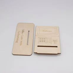 Geldgeschenk Geldautomat - aus Holz personalisiert