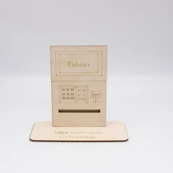 Geldgeschenk Geldautomat - aus Holz personalisiert
