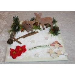 Geldgeschenk, Geldverpackung zu Weihnachten mit Rehen im Schnee