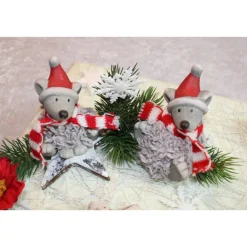 Geldgeschenk, Geldverpackung zu Weihnachten mit zwei lustigen Weihnachtsmäusen