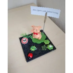 Geldgeschenk Glücksschwein zum 40. Geburtstag - oder eine andere runde Zahl
