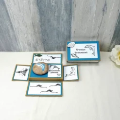 Geldgeschenk Glücksstein, Delfin, Geburtstagsgeschenk, Weihnachtsgeschenk, Glücksbringer, Gutschein, Geschenk für, 3