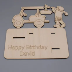 Geldgeschenk Golf - aus Holz personalisiert