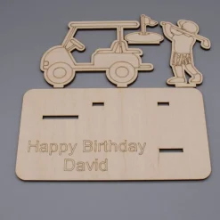 Geldgeschenk Golf - aus Holz personalisiert