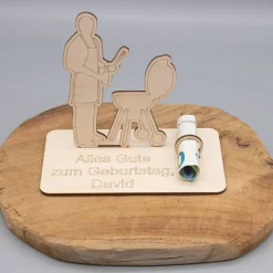 Geldgeschenk Grillen - aus Holz personalisiert