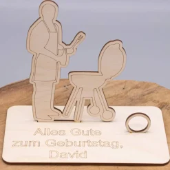 Geldgeschenk Grillen - aus Holz personalisiert