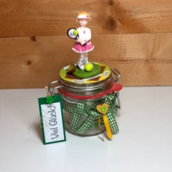 Geldgeschenk Gutschein Tennis Tenniskurs oder Zubehör Geschenkglas personalisierbar für Mädchen