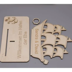 Geldgeschenk Hafen der Ehe - aus Holz personalisiert