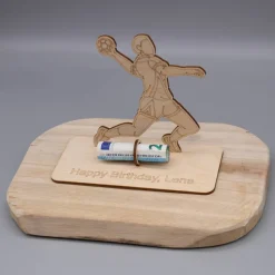 Geldgeschenk Handball - aus Holz personalisiert