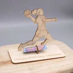 Geldgeschenk Handball - aus Holz personalisiert