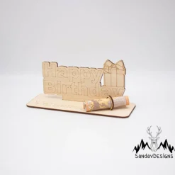 Geldgeschenk Happy Birthday - aus Holz personalisiert