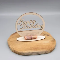 Geldgeschenk Happy Birthday - aus Holz personalisiert