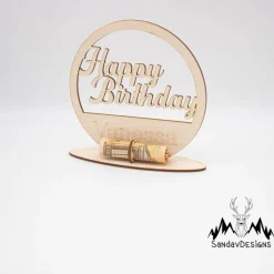 Geldgeschenk Happy Birthday - aus Holz personalisiert