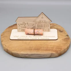 Geldgeschenk Haus- aus Holz personalisiert