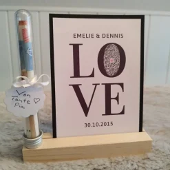 Geldgeschenk Hochzeit | QrCode Geschenkkarte inkl. Reagenzglas und Kartenständern | Verliebt Verlobt Verheiratet | LOVE