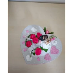 Geldgeschenk Hochzeit: Herzbox mit Brautpaar & Blumendeko – Individuell & liebevoll gestaltet