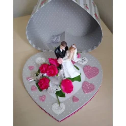 Geldgeschenk Hochzeit: Herzbox mit Brautpaar & Blumendeko – Individuell & liebevoll gestaltet