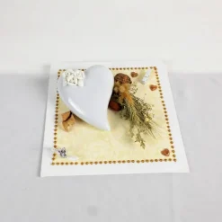 Geldgeschenk Hochzeit, Hochzeitsgeschenk, mit großem Herz aus Keramik, beige braun