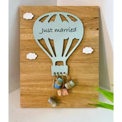 Geldgeschenk, Hochzeit, Hochzeitsgeschenk, Holz, Heißluftballon, Brautpaar, Geschenk zur Hochzeit