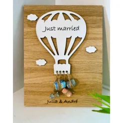 Geldgeschenk, Hochzeit, Hochzeitsgeschenk, Holz, Heißluftballon, Brautpaar, Geschenk zur Hochzeit