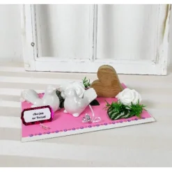 Geldgeschenk Hochzeit, Hochzeitsgeschenk, rosa, mit Tauben und Holzherz