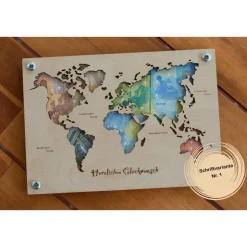 Geldgeschenk Hochzeit, Hochzeitsreise, Geburtstag oder Reisekasse für den Urlaub, Weltkarte, Geburtstagsgeschenk, Hochze