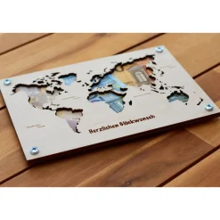 Geldgeschenk Hochzeit, Hochzeitsreise, Geburtstag oder Reisekasse für den Urlaub, Weltkarte, Geburtstagsgeschenk, Hochze