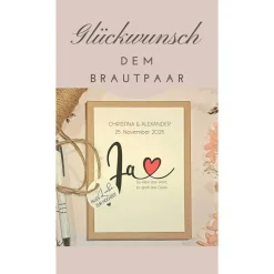 Geldgeschenk Hochzeit personalisiert – Geschenkbox mit Namen & Datum | Erinnerungsbox "Ja" für Brautpaar
