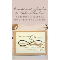 Geldgeschenk Hochzeit personalisiert – Elegante Geschenkbox mit Infinity-Symbol & Namen