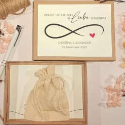 Geldgeschenk Hochzeit personalisiert – Elegante Geschenkbox mit Infinity-Symbol & Namen