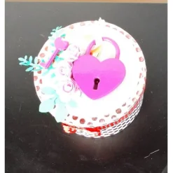 Geldgeschenk Hochzeit, runde Box, Geschenkbox mit süßem Liebes-Schloss, Hochzeitsgeschenk