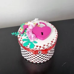 Geldgeschenk Hochzeit, runde Box, Geschenkbox mit süßem Liebes-Schloss, Hochzeitsgeschenk